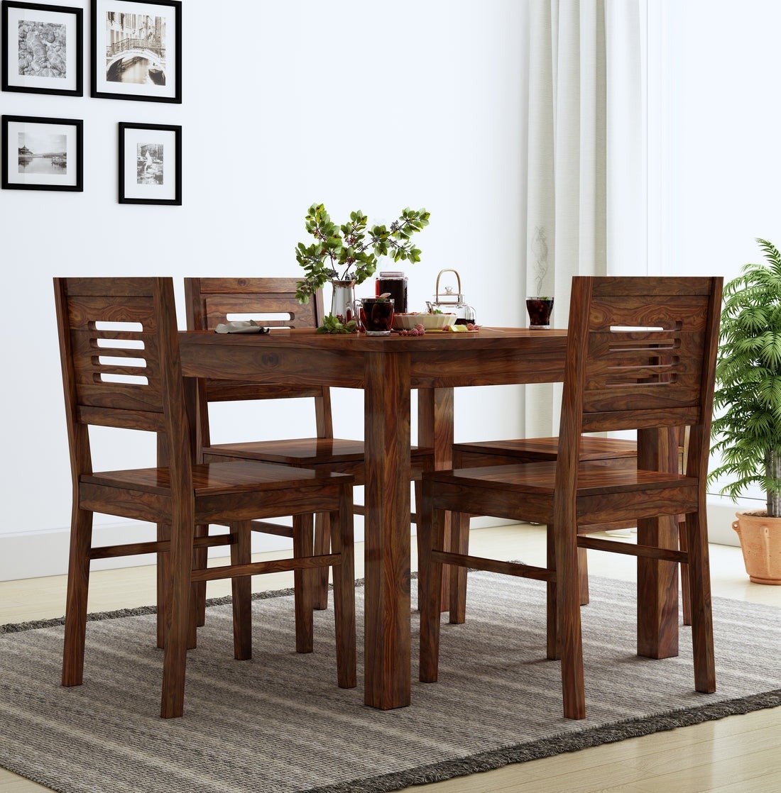 Felix Wooden Round Dining Table Sets with Cushioned / Non Cushioned Chairs - Torque India